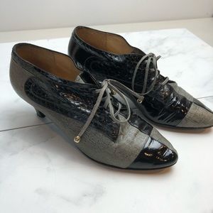 Vintage Lanzoni & black and gray lace up shoes 38